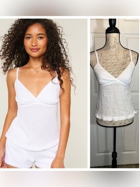Hollister Satin Tie Skinny Strap Cami White sz XXS